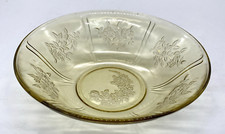 Vintage 1930’s Federal Glass Sharon Cabbage Rose Amber Bowl 8.5” picture