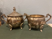 Vintage Silverplated Creamer and Sugar Bowl Set from Hong Kong picture