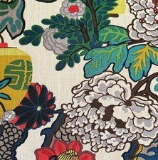 SCHUMACHER  Chiang Mai Dragon alabaster 100% Linen Remnant New picture