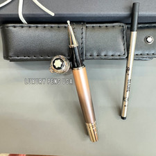 MONTBLANC Champagne Satin Finish Gold Tone Trim Rollerball Pen w/ Box picture