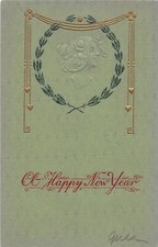 J46/ Artist Signed Postcard c1910 Art Nouveau Woman Gold New Years 221 picture