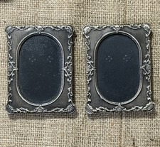 Vintage Victorian Style Metal Picture Frames Mini Wallet Size Elegant Set/2 Pair picture