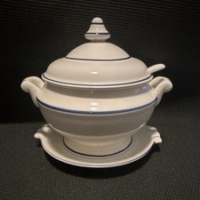 National Silver Company Japanese Soup Tureen 1970s Blue And White. With Ladle picture