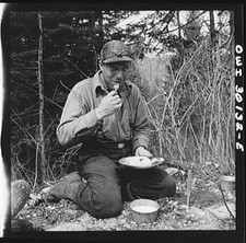 Brown Company Timber Holdings Lumberjack Eating Outdoors 1900s Pulpwood Drive picture