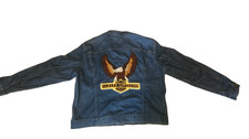 Vtg 70's-80's Denim Jacket MOTOR HARLEY DAVIDSON CYCLES embroidered sz 48 BIGMAC picture