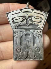 Northwest Coast Heavy Sterling Silver Eagle Pendant 30g Vintage 1976 picture