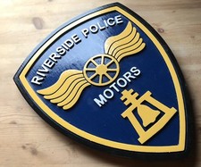 Police Department Riverside Motors 3D routed plaque patch wood sign Custom picture
