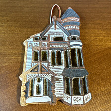 Victoria Littlejohn Ceramics Hanging Ceramic Victorian House Trivet w/Cork Back picture