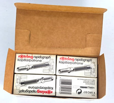 Vintage Rotring Rapidograph R590517 Black Ink Cartridge Box 3pcs NOS Germany picture