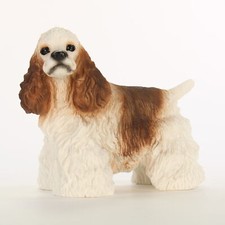 Cocker Spaniel Figurine Hand Painted Collectible Statue Brown/White picture