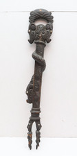 VTG Hand Carved Ceremonial STAFF Walking stick Cane CROCODILE Papua New Guinea picture