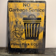 Rare Vintage 1968 Metal US Forestry Service No Garbage Service Hoot Metal picture