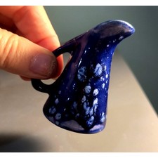 814. Mini Blue Milk Pitcher Creamer Pottery picture