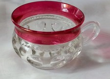 Vtg Cranberry Indiana Glass Kings Crown Thumbprint Tea Cup Exc. Cond.  #K.  SC#4 picture