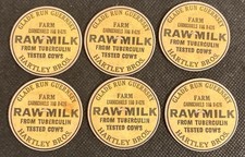 Glade Run Guernsey Farm 1940's Milk Bottle Caps Set of 6 Carmichaels, PA (42mm) picture