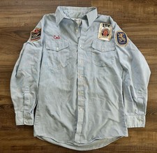 Vtg Miller Light Striped Blue Work Shirt M 15 1/2 Beer High Life Uniform  picture