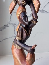 Beautiful Hand Carved Wood Haitian Woman 18” Statue Cultural Fine Art Decor Gift picture