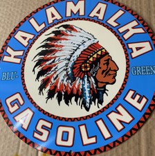 Vintage Style Indian Kalamalka Gasoline Oil Metal  Steel Top Quality Heavy  Sign picture