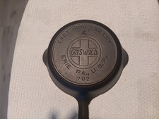 VTG,Griswold#4, castiron,LBL,Slant,Heat Ring,Sits Flat,Spined Handle1906 To 1912 picture