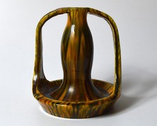 vintage AWAJI Sanpei handled vase Japanese pottery picture
