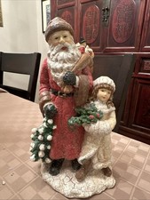 12 Inch Vintage Saint Nicholas Santa with Girl Figurine Christmas Decor No Box picture