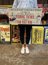 Antique Old Vintage Style Metal Sign Utica Fishing Tackle 24x12 Made in USA picture