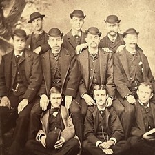 Antique Cabinet Card Group Photograph Men Fort Plain NY Long List Of ID Martin picture