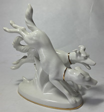Vintage Erphila Germany Porcelain Running Dogs Figurine Borzoi Greyhounds picture