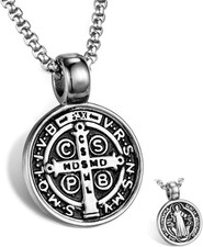 Collar Con Colgante De Medalla De Exorcismo De San Benito Para Catã³lico Romano picture