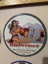 RARE BUDWEISER BREWERY GIRL PINUP PORCELAIN ENAMEL SIGN. picture