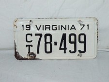 1971 Virginia Commercial Truck / Trailer Tag VA Licnese Plate picture