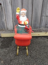 Vintage Poloron Santa Sleigh Blow Mold Light Christmas Lawn Display picture