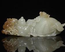 Natural Hetian Jade Carved Kid Statue CD picture