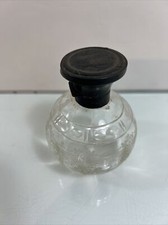 ANTIQUE ROUND CUT GLASS JAR SILVER TOP PERFUME BOTTLE picture