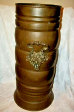 Antique Irish Copper Umbrella Stand Cane Ornate Brass Handles Edwardian 1900s picture