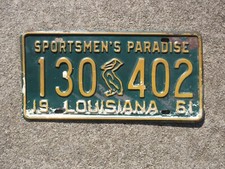 1961 Louisiana Pelican License Plate 130 402 Chevrolet Ford Dodge LA Chevy Bayou picture