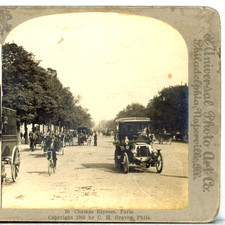 FRANCE, Champs Elysees Paris, (Great Old Cars)--C.H. Graves Stereoview A99 picture