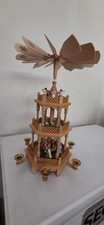 Vintage Wooden Erzgebirge 3 Tiered German Christmas Nativity Pyramid Carousel picture