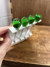 4 Vtg Crate & Barrel Cocktail Olive Picks Glass Martini Garnish Sticks, 4.75