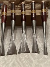 Japanese Nomi Chisel Gouge Fishtail  Set #7/ 10, 15, 20, 25, 30 White Oak Handle picture
