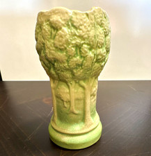Antique Brush McCoy Sylvan Woodland Pottery Vase Matte Green Trees Forest 1912 picture