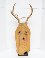 Vintage Navajo Yei Be Chai Native American Leather Horned Mask picture