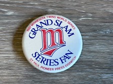 1987 MN Twins Grand Slam Series Fan Vintage Button Pin Back Badge Pinback picture