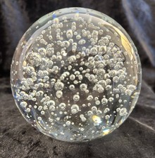Art Glass Clear Bullicante Bubbles Paperweight Sphere 3.5”, 2.3# picture