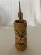 5” Vintage Wooden Butter Churn Tole Painted flowers From Sweden picture