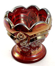 Imperial Ruby Red Carnival Glass Footed Toothpick Holder picture