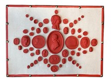 #1013 Grand Tour Revival Neoclassical Vintage Red Plaster Cast Waxed Intaglio Ar picture