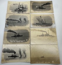 Rare 8 RPPC Lot Sinking USS Ex-Iowa Battleship Target Panama 1923 A.E. Wells picture