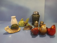 SALT AND PEPPER SHAKERS PAIR/SINGLES LOT OF 10 PCS MISC COLLECT CRAFT RESALE VGC picture