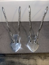 2 Vtg Aluminum Pewter Antelope Gazelle Impala Animal Horns Hanger Wall Decor picture